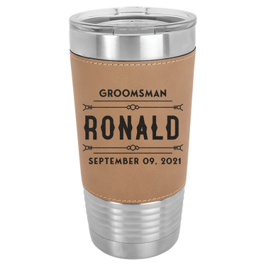Custom engrave20oz Leatherette Tumbler Perfect for Best Man and Groomsman Gift